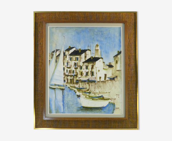 Huile sur toile le port de St-Tropez signé Georges damin