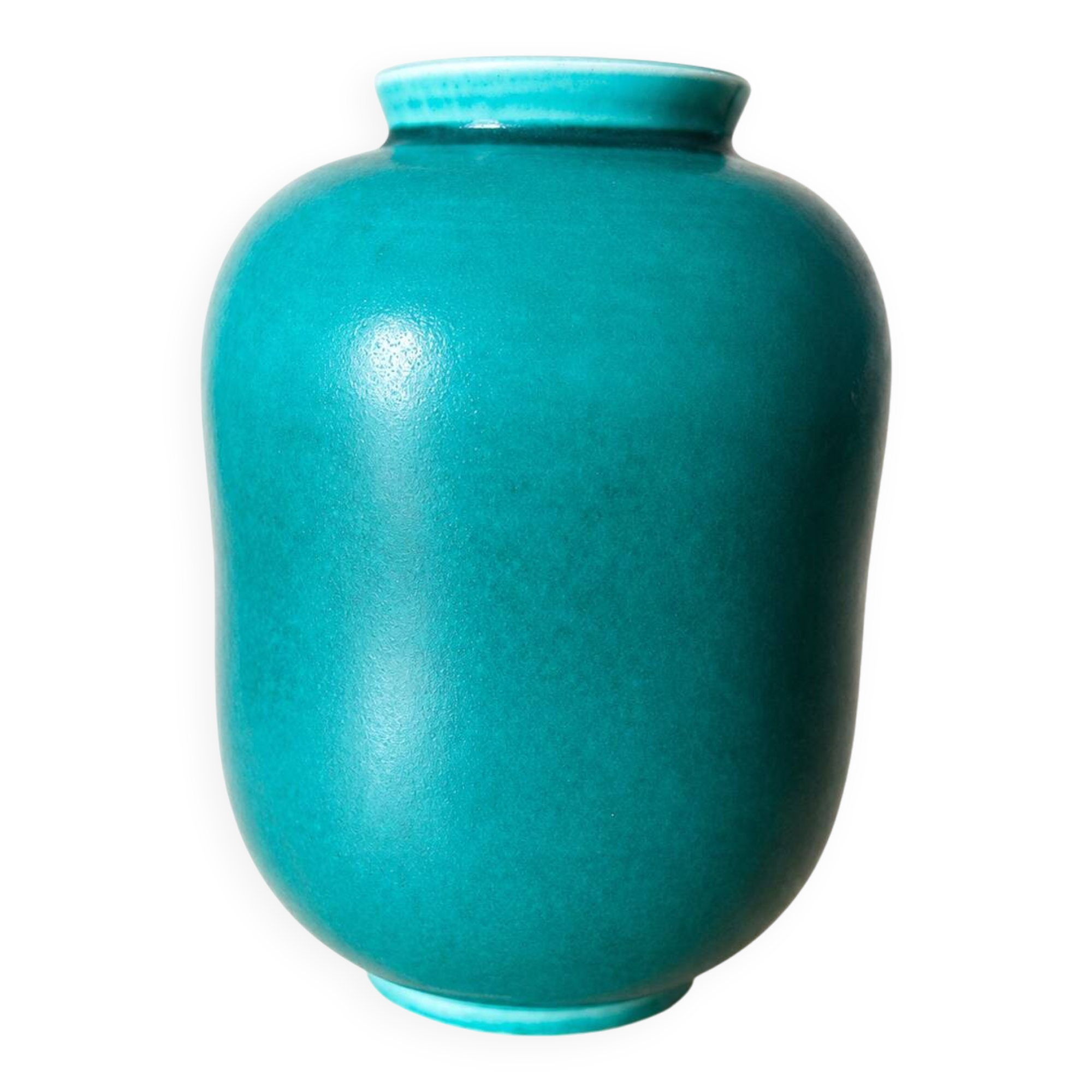 Wilhelm Kåge vase for Gustavsberg, turquoise glaze, hand-turned, Sweden