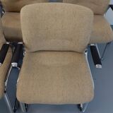 Suite of 5 armchairs with Steelcase Strafor armrests in chrome metal and wool fabric from the years