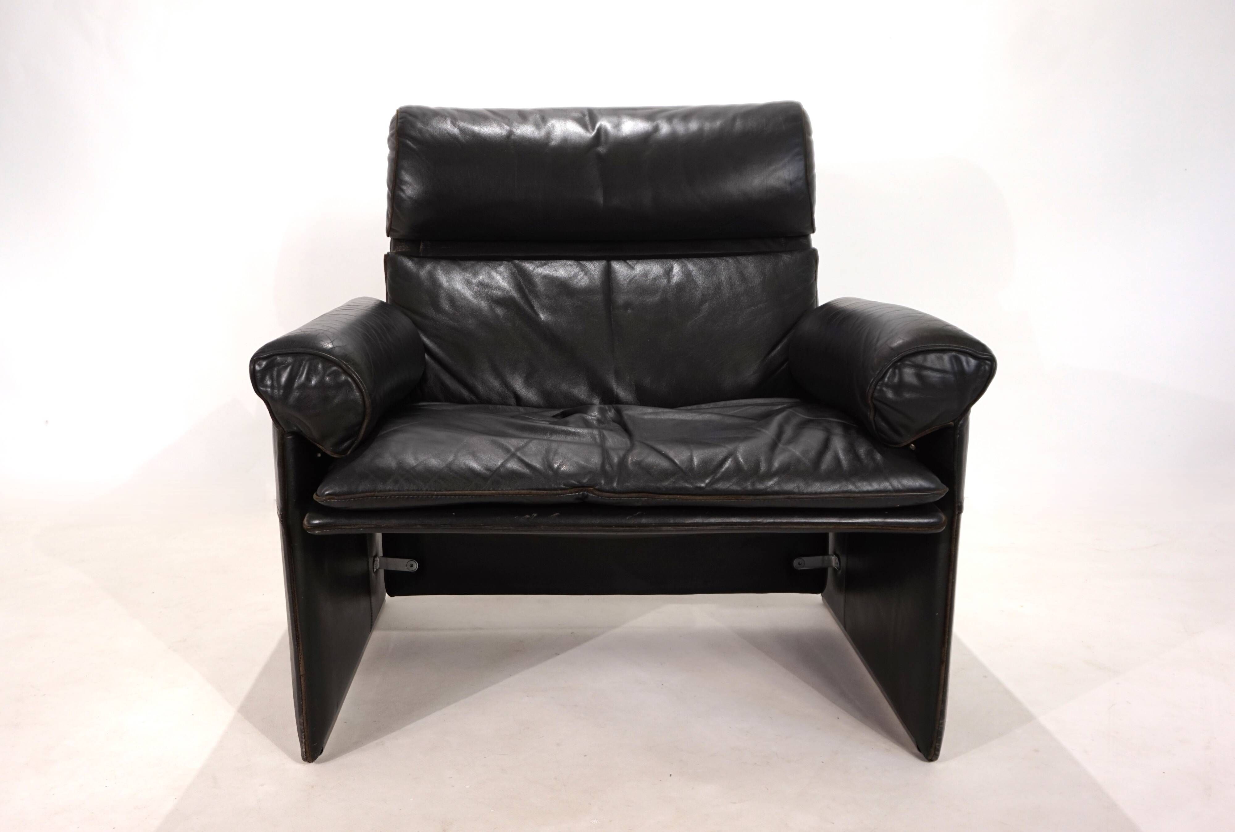 Saporiti Italia leather armchair by Giovanni Offredi, 1970