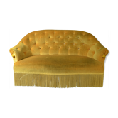 Banquett padded velvet mustard gold fringed 50s