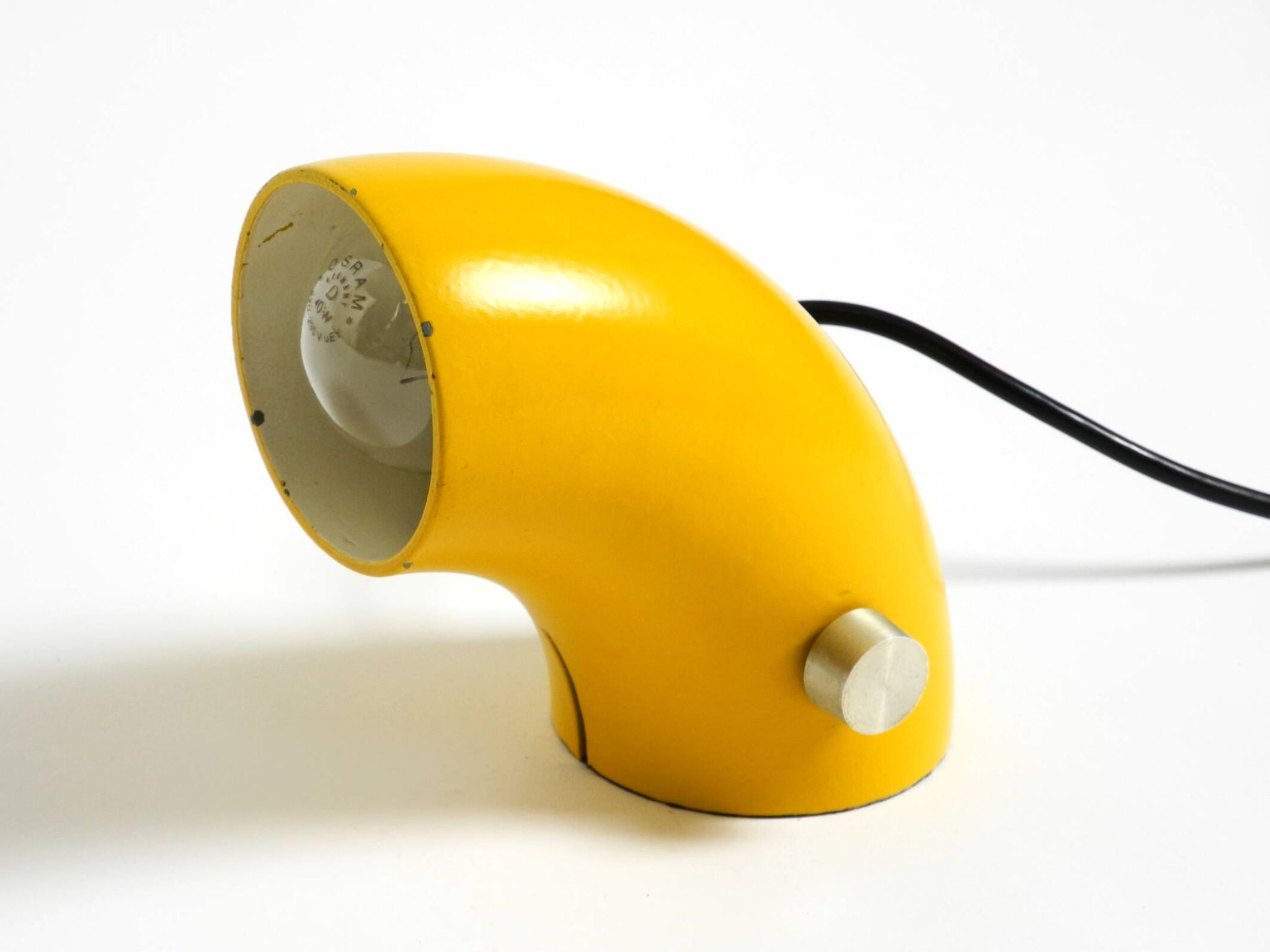 Very rare original Space Age 60s yellow table lamp made of iron by Temde