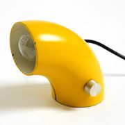 Very rare original Space Age 60s yellow table lamp made of iron by Temde
