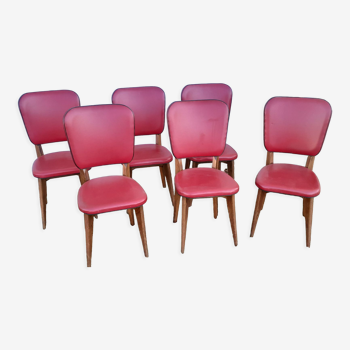 Lot chaises rouges années 60