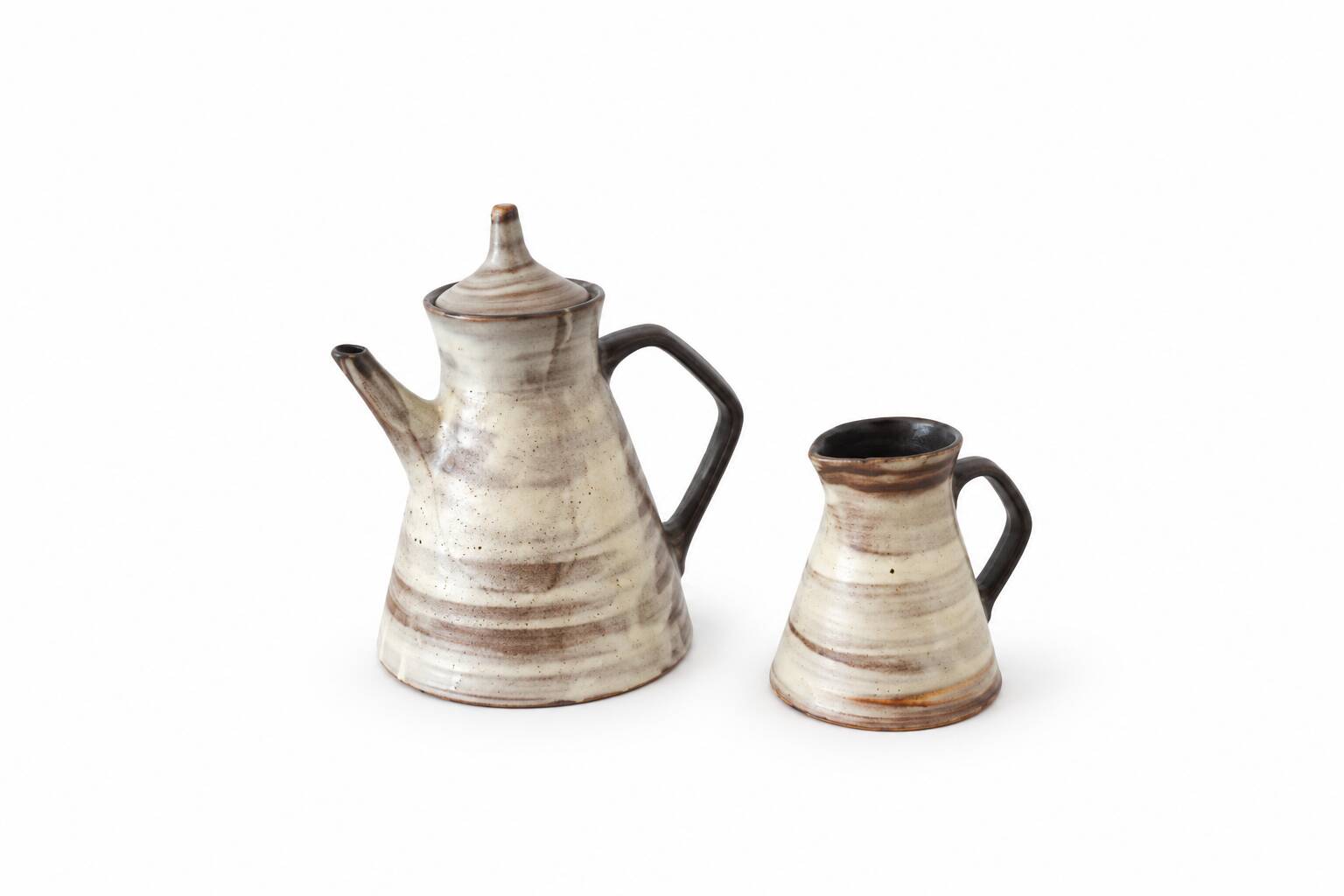 Coffee pot and cream jug in stoneware – Chantal & Thierry Robert – Les Grès du Loir