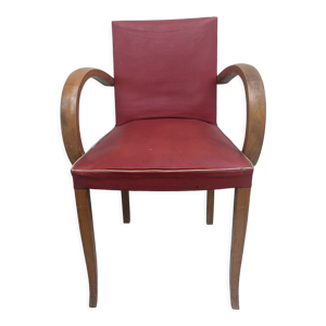 Fauteuil bridge vintage en skaï