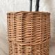 Woven wicker basket, vintage rod holder