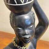 Pied de lampe plâtre femme africaine signé Pagliani