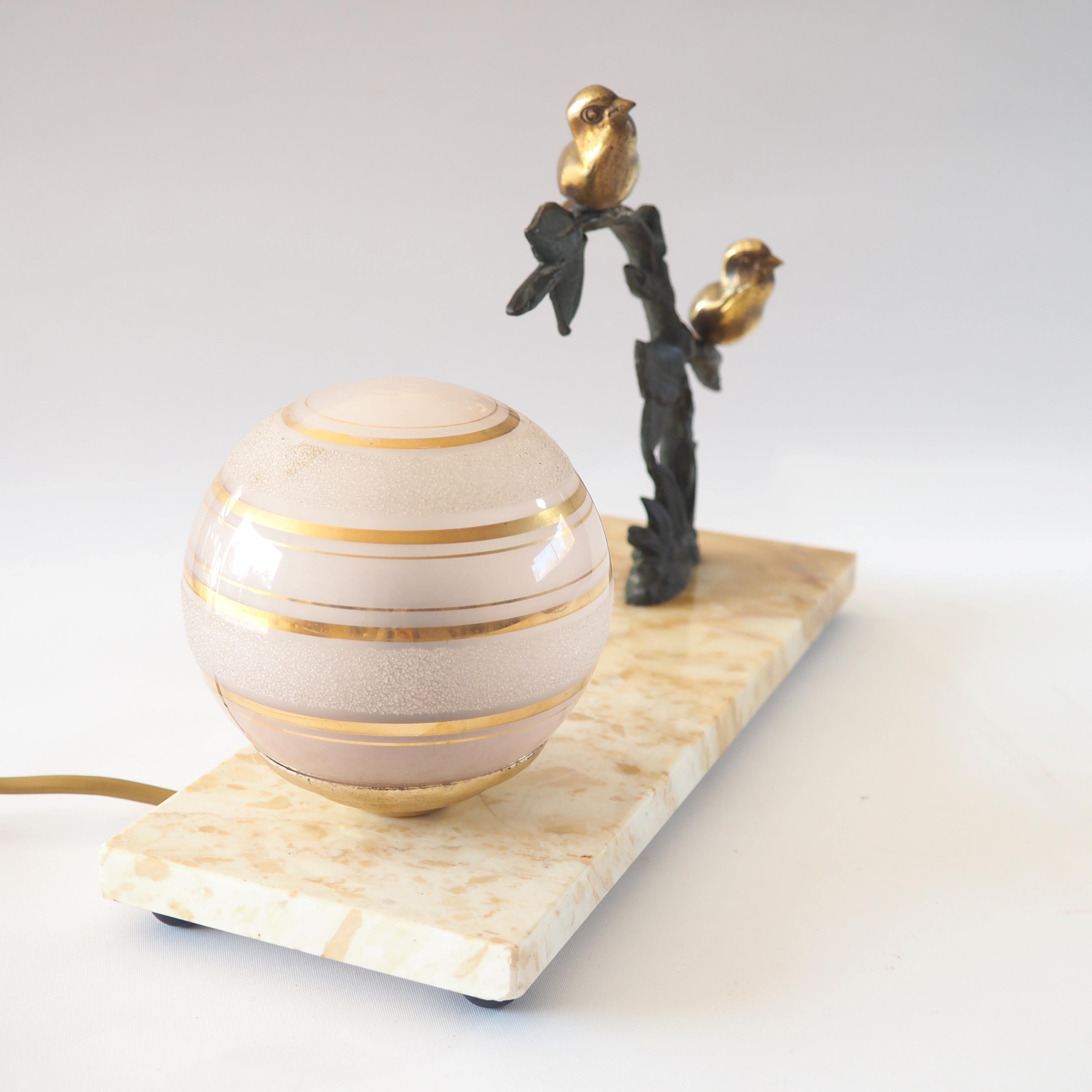 Marble and bronze lamp