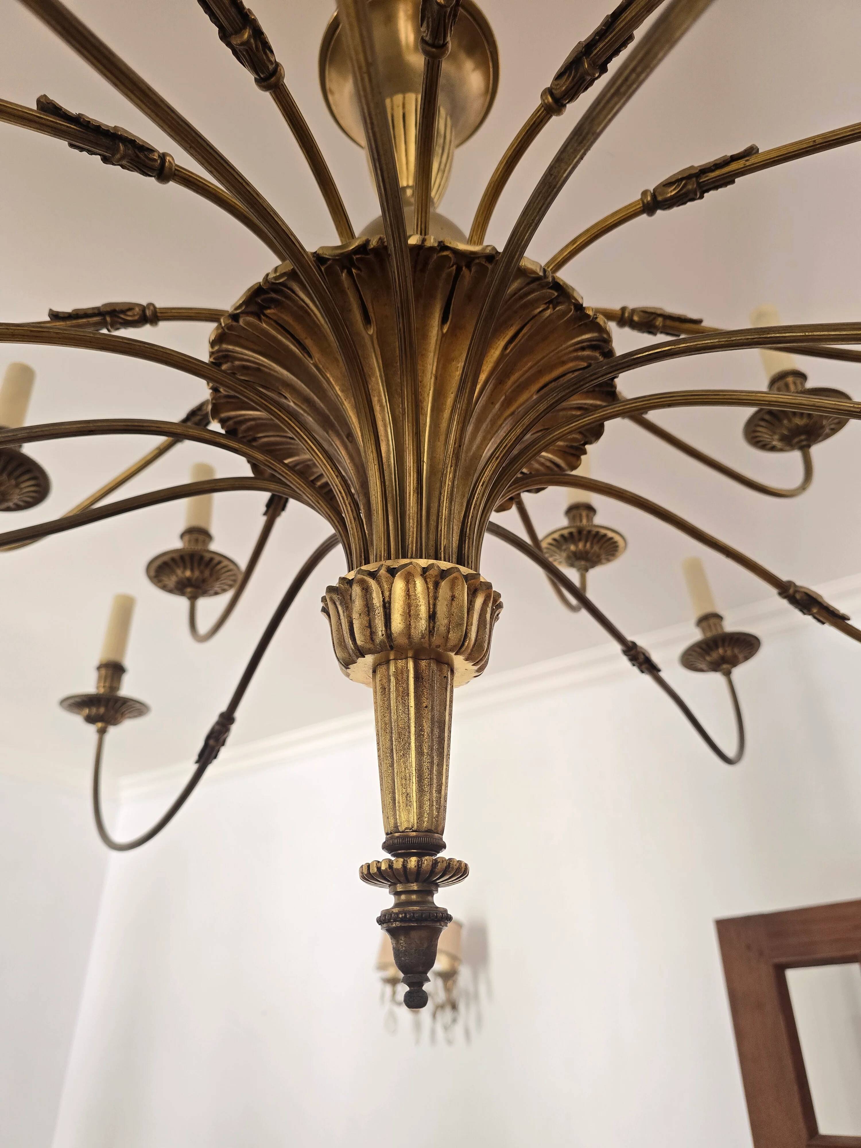 Large solid brass chandelier with 24 lights