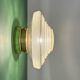 Old glass globe wall/ceiling light in frosted white and gold.