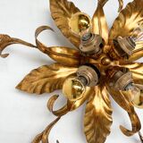 Gold plated XL ceiling lamp or wall lamp from Italy, 1970s