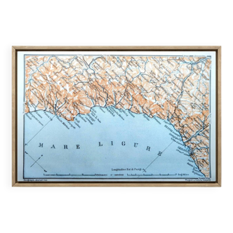Printed in 1909, map of the Ligurian coast