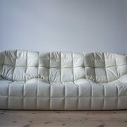 Vintage Leather Kashima Sofa in White Leather by Michel Ducaroy for Ligne Roset, 1980s