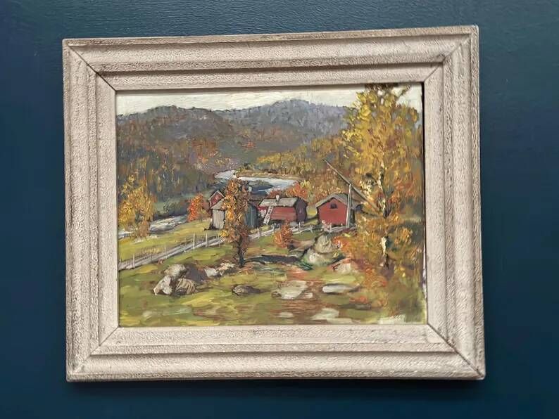 Original Swedish Oil on Panel - "Landscape" by Hundt - Signed - Vintage and Framed - 54 × 45 cm (21.3" × 17.7")