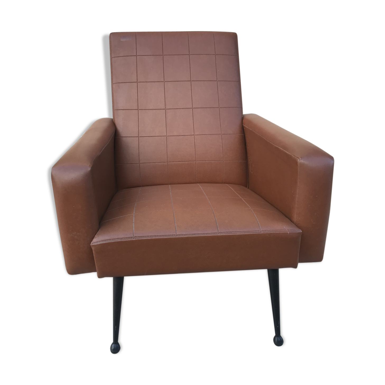 Armchair in brown leatherette, 1960