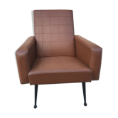Armchair in brown leatherette, 1960