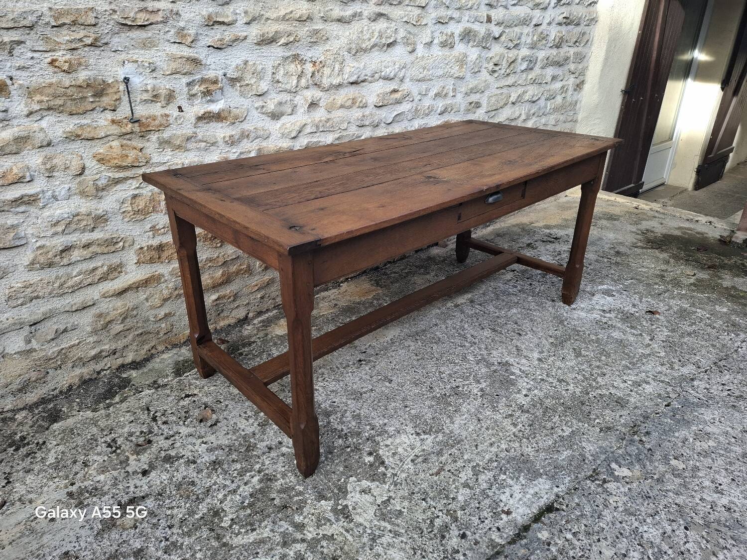 Extendable oak farmhouse table