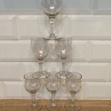 Set of 6 engraved white wine glasses