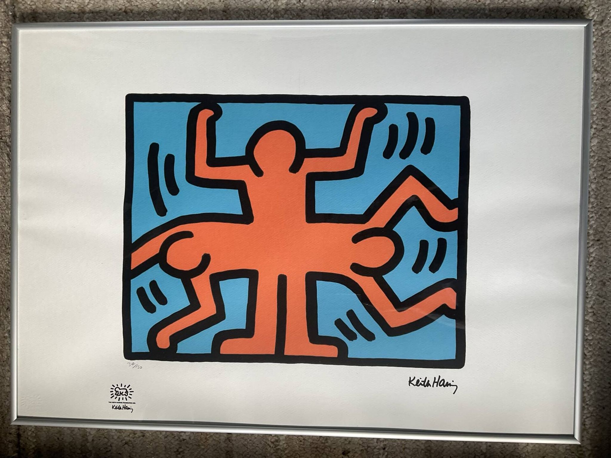 Numbered Keith Haring silkscreen with certificate.