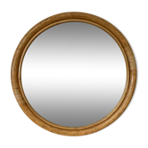 Round rattan mirror