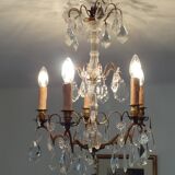 Bronze and crystal chandelier five arms of light, 19th century