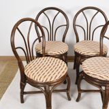 Set of 4 turned wicker chairs, vintage.