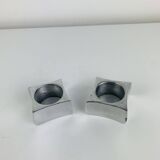 Pair of egg cups or space age napkin rings in aluminium, 1970s.