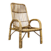 1950s “French Riviera” Rattan Armchair, Italy
