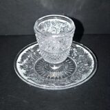 Old BACCARAT mustard maker in crystal molded with sandblasted arabesques