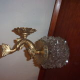 Wall lamp ingsened brass glass fish 1950/1960