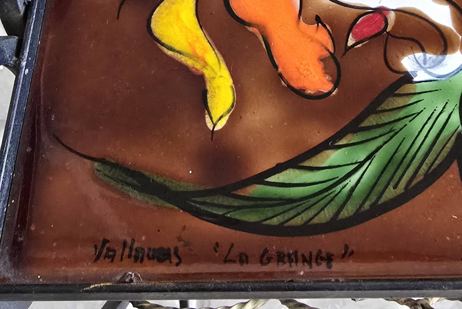 Vallauris magazine rack "la Grange", tiled and wrought iron