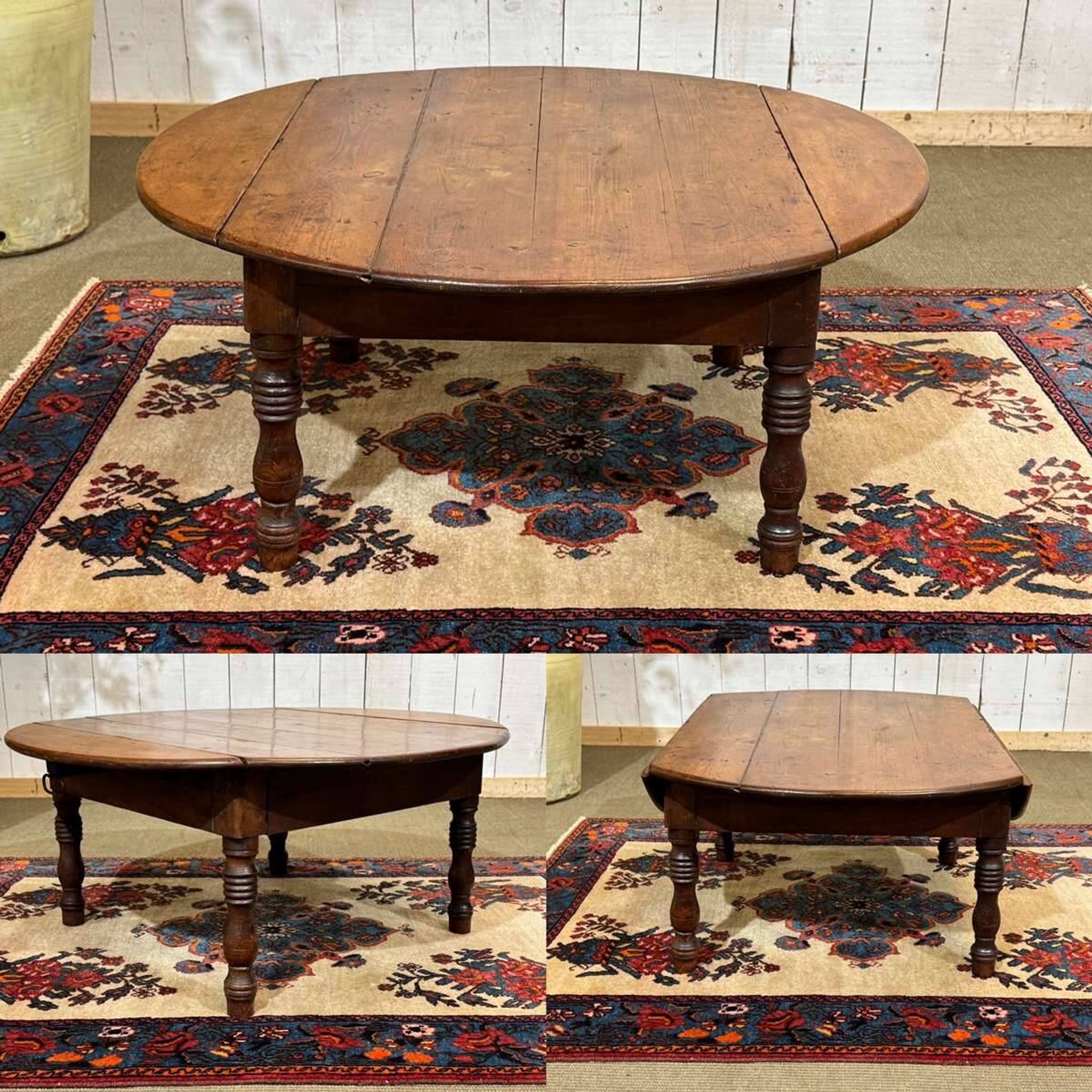 Oval coffee table in fir from the early 20th century.