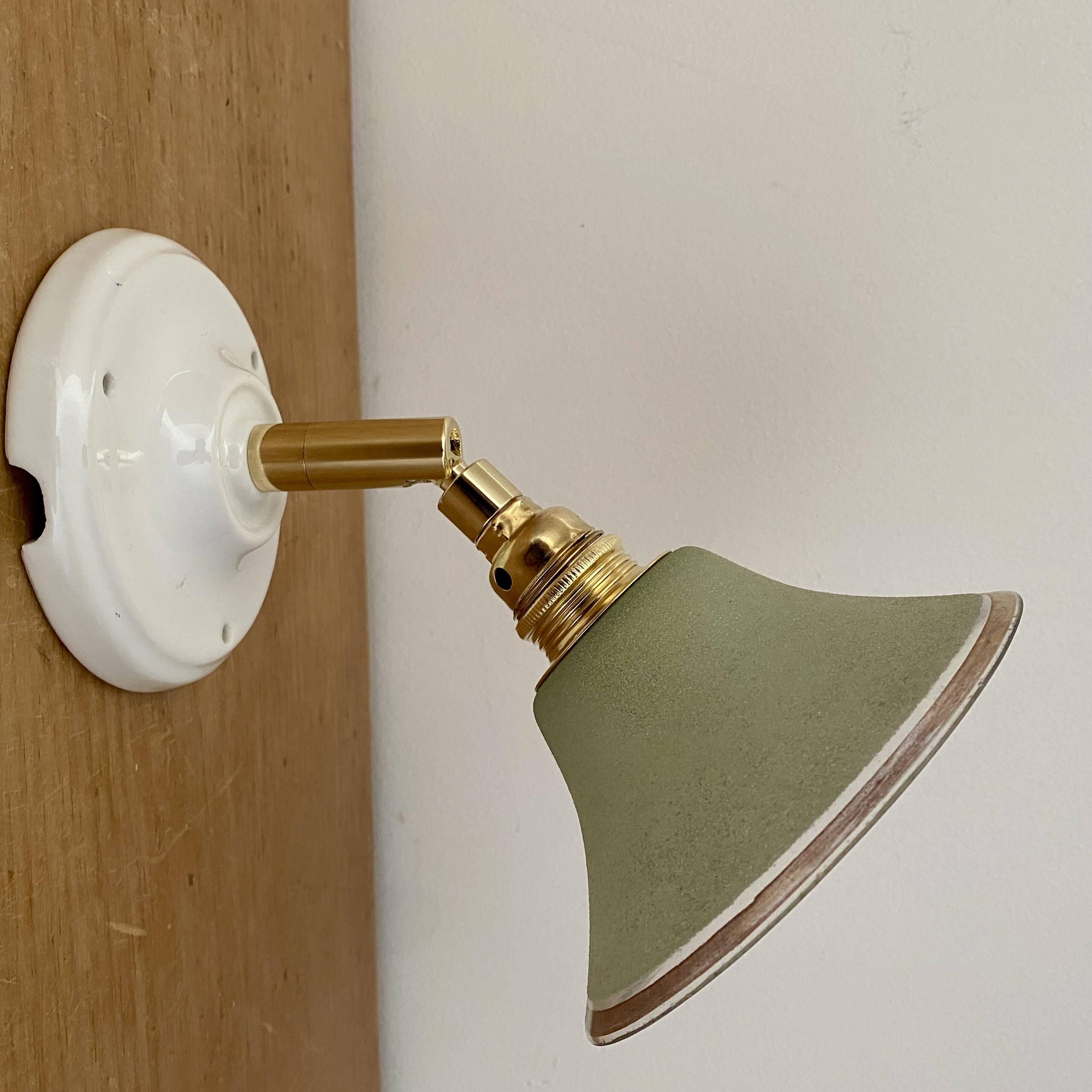 Applique abat-jour vintage en verre granité vert