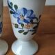 Set of 3 hand-painted Chinese ceramic Mazagrans with floral decoration.