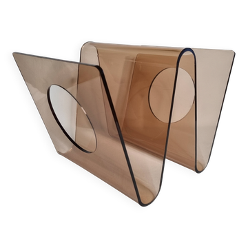 Porte-revues Michel Dumas pour Roche Bobois, plexiglas fumé, années 70