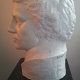 Patinated plaster man head.