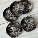 5 GMS Roscoff stoneware cups and saucers.
