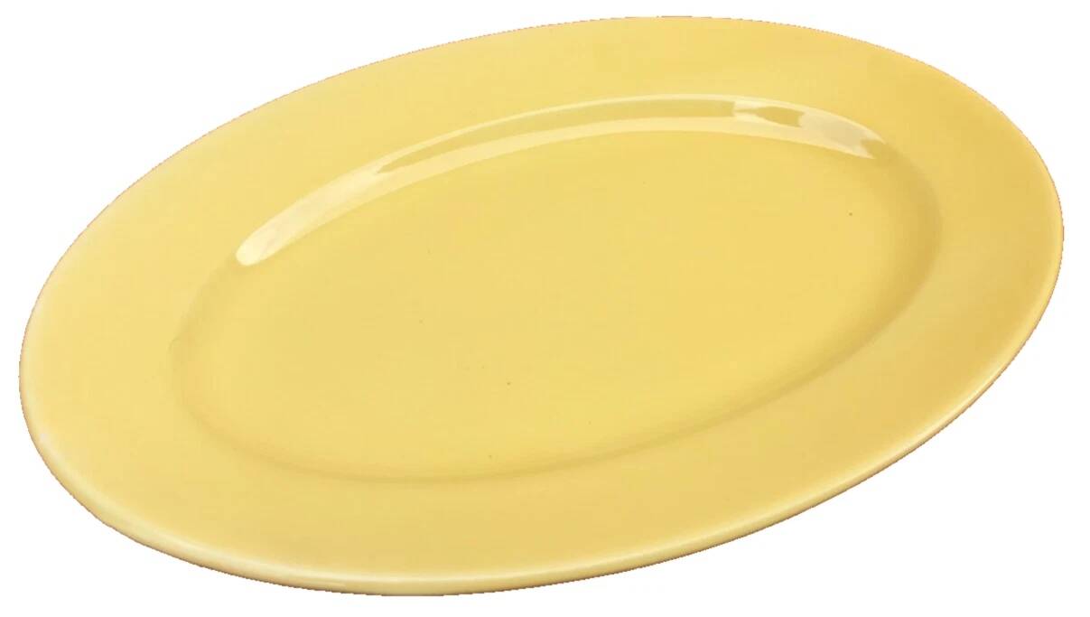 1950s yellow glazed ceramic serving dish