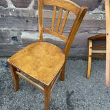 Paire de chaises bistrot 1950 brasserie bois courbé
