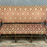 Louis XIII castle bench in solid walnut around 1850