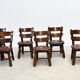 Ensemble de six chaises de salle à manger brutalistes françaises