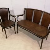 Banquette de bistrot Thonet en bois courbé XIXème siècle