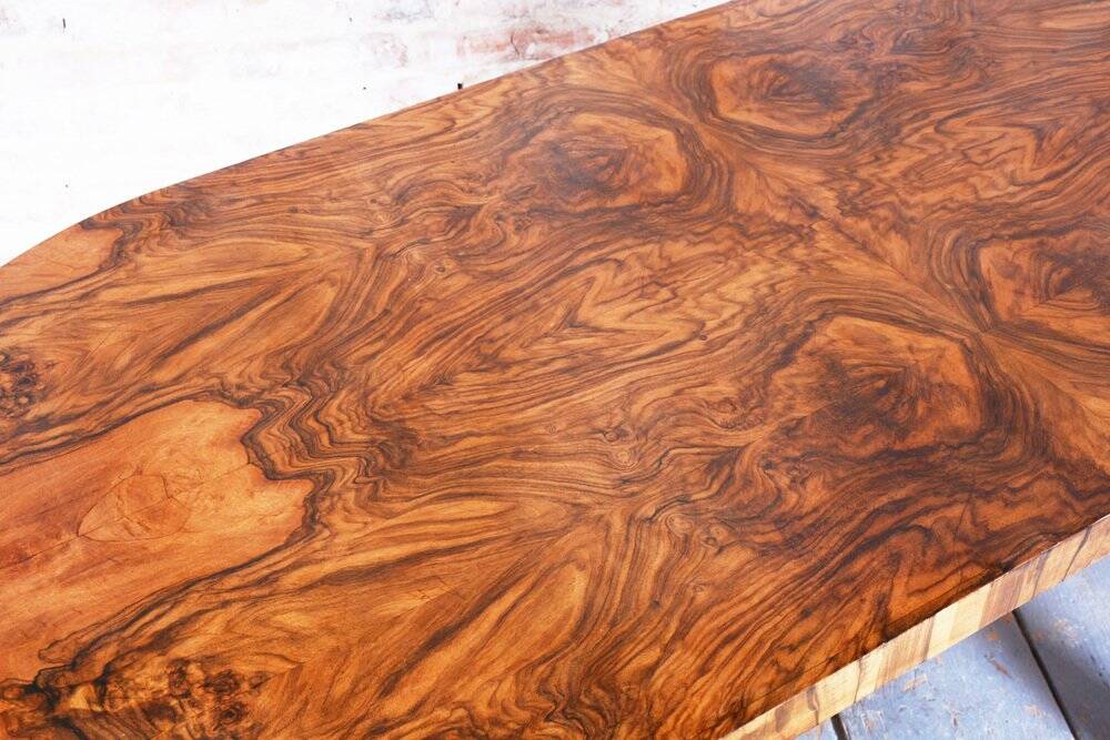 Czech Art Deco Table in Caucasian Walnut, 1930s