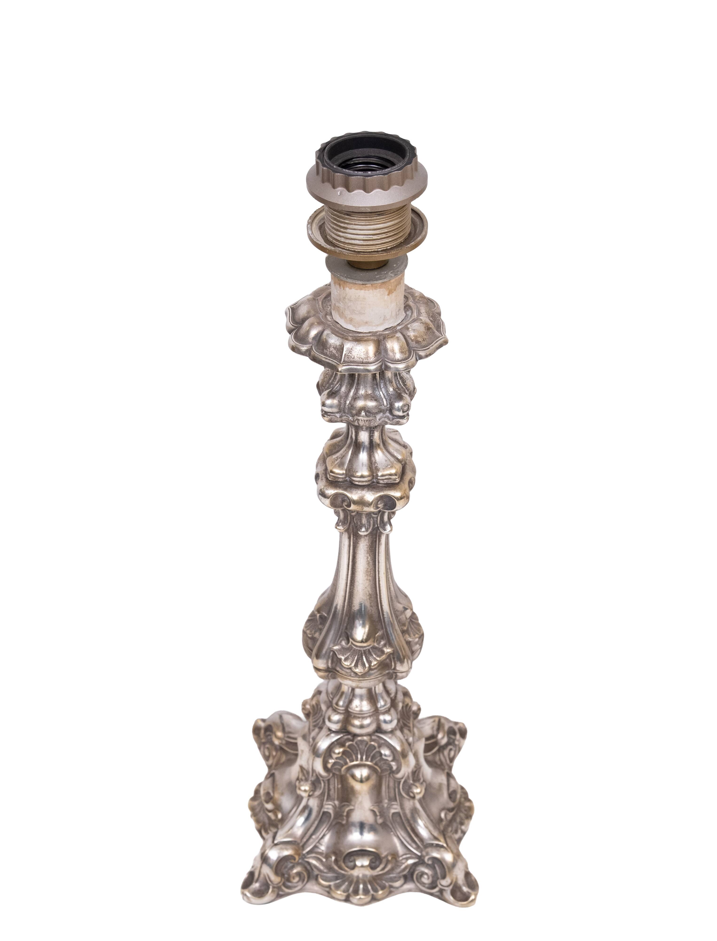 Stunning set of Rococo Silver Plated table lamps 1920s
