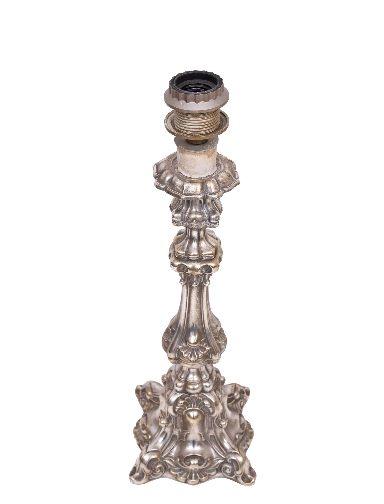 Stunning set of Rococo Silver Plated table lamps 1920s