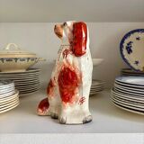 Staffordshire porcelain King Charles Cavalier dog in red, number 2, 19th century.