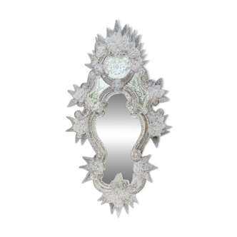 Miroir vénitien chantourné en verre de Murano incolore vers 1880