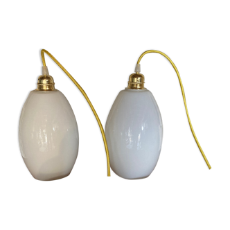 Pair of opaline lamps