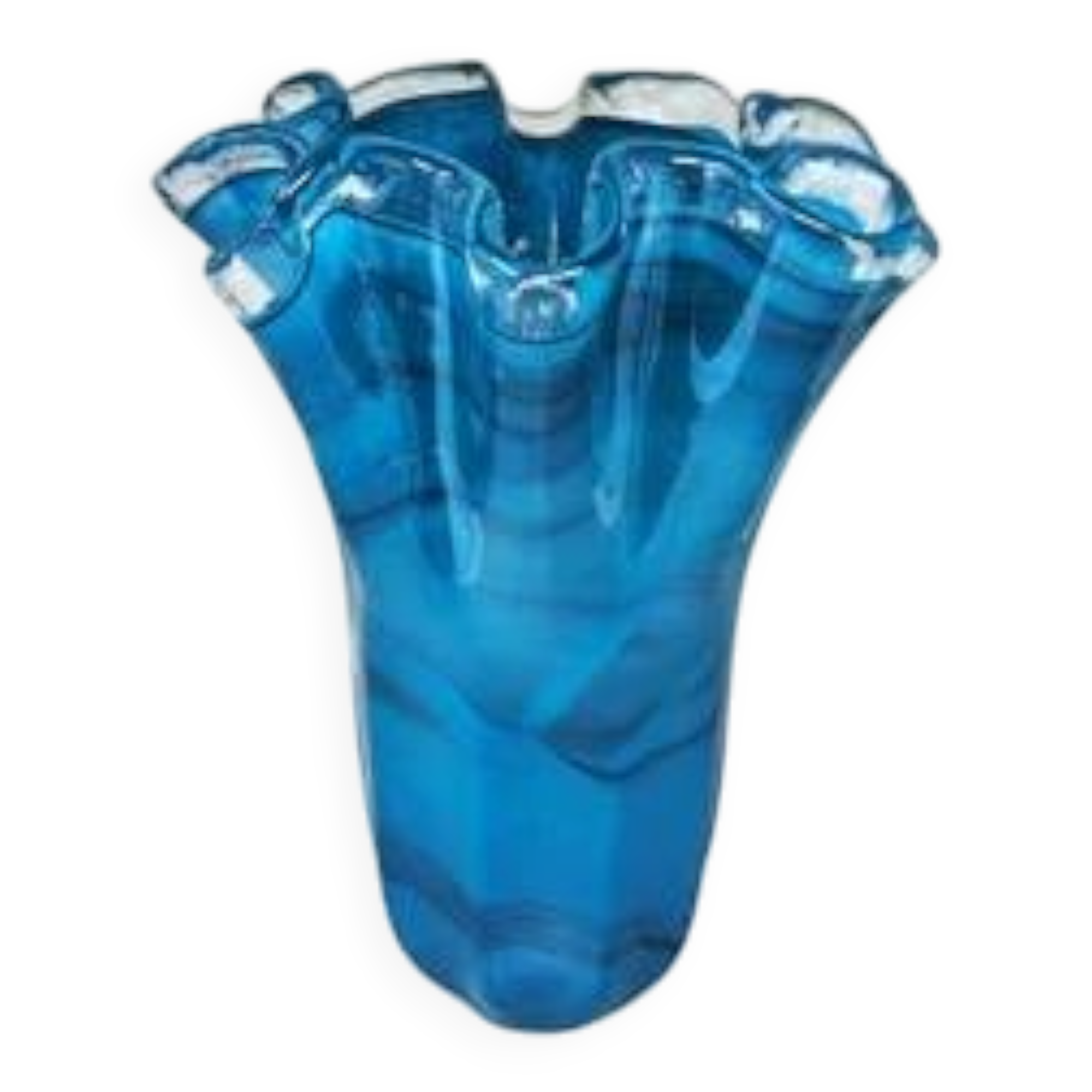 1970s Exquisite "Fazzoletto" Murano Glass Vase by Dogi, Italy